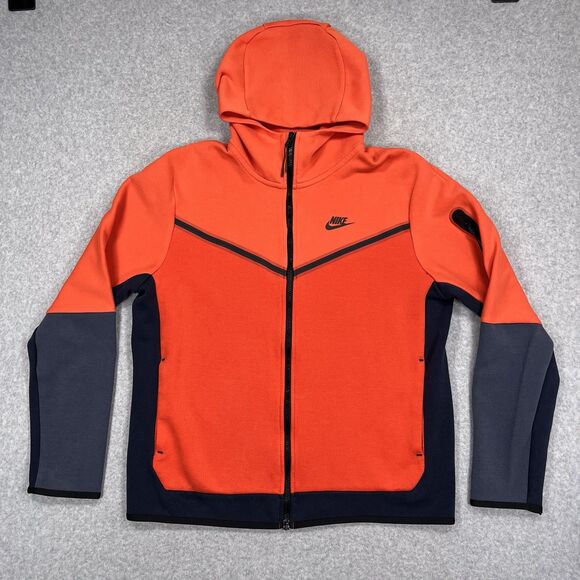 Nike Sportswear Tech Fleece Hoodie Mens Large Team Orange Black Navy CU4489-869 - Picture 1 of 11